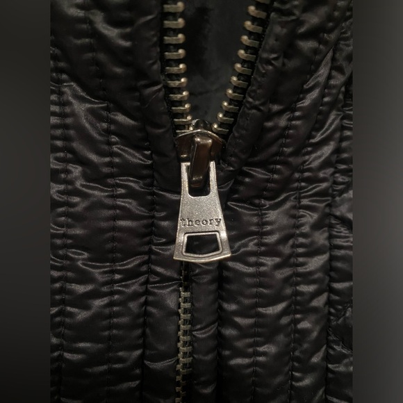 Theory Womans Medium Black Quilted Full Zip Puffer Jacket - Picture 3 of 5